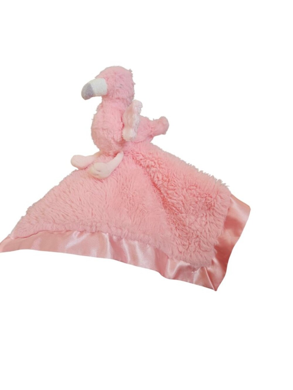 Cloud Island Pink Flamingo Baby Lovey‎ Security Blanket Satin Back 14" square